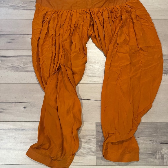 Women’s Indian 3 Piece Orange with Detailed Top & Pants w Matching Wrap-Large - Picture 5 of 11